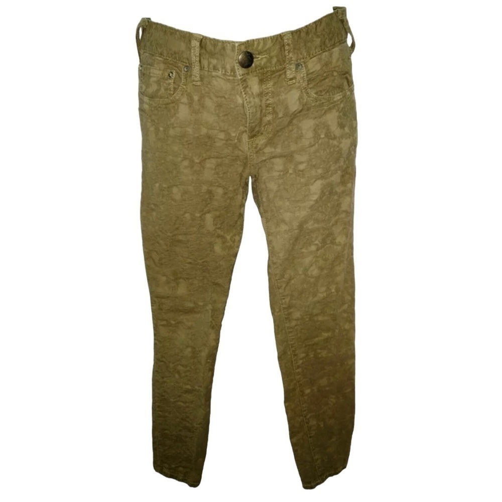 Free People Pants Anthropologie Khaki Lace Floral Skinny Boho Crop Western Capri
